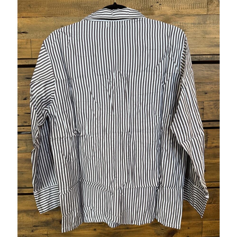 Ettitude Pajama Shirt Womens Small Gray White Striped 100% Bamboo Lyocell Top - Picture 3 of 8